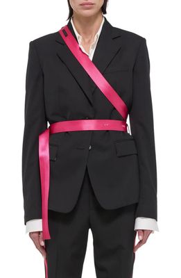 Helmut Lang Seat Belt Virgin Wool Blazer in Black/Fuschia