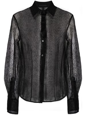 Helmut Lang semi-sheer mesh-design shirt - Black