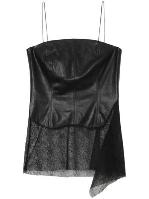 Helmut Lang sheer leather top - Black