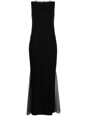 Helmut Lang sheer-panelled flared dress - Black