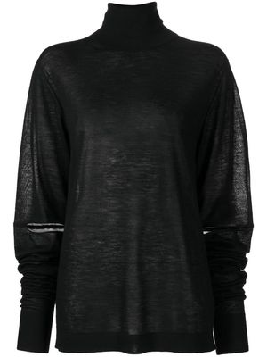 Helmut Lang slit-detail roll neck jumper - Black