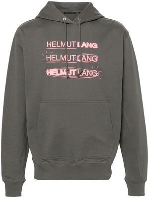 Helmut Lang slogan-print cotton hoodie - Grey