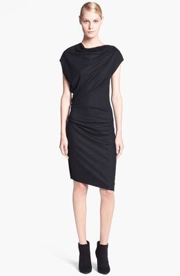Helmut Lang 'Sonar Wool' Asymmetrical Sleeve Dress in Black