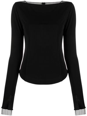 Helmut Lang tulle-panelled top - Black