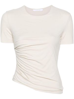 Helmut Lang Twisted gathered asymmetric T-shirt - Neutrals