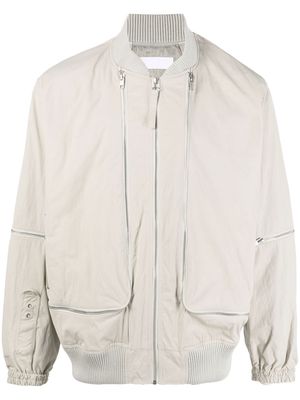 Helmut Lang zipped-up bomber jacket - Neutrals