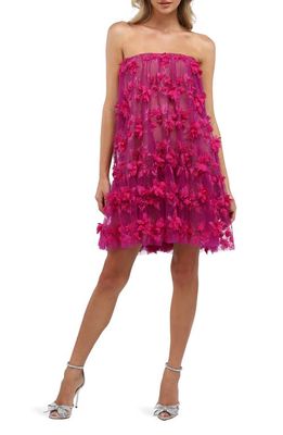 HELSI Bianca Floral Appliqué Strapless Dress in Magenta 