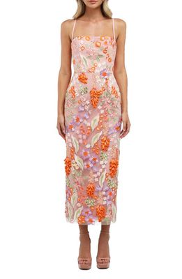 HELSI Gemma Embroidered Tulle Midi Dress in Coral/Lavender Floral 