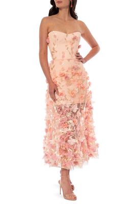HELSI Kai Floral Strapless Midi Dress in Mauve