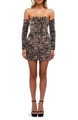 HELSI Lindsey Sequin Strapless Long Sleeve Minidress in Iridescent Multi