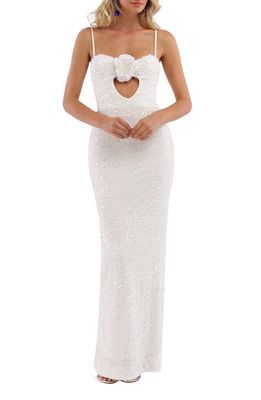 HELSI Lyla Sequin Cutout Gown in White