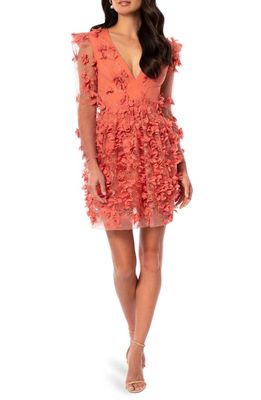 HELSI Sidney Long Sleeve Floral Minidress in Coral