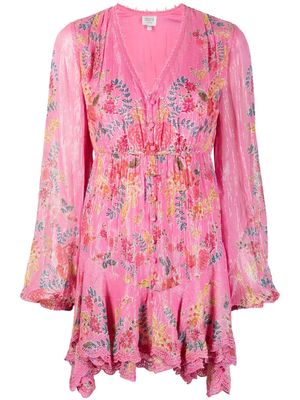 Hemant And Nandita floral-print long-line blouse - Pink