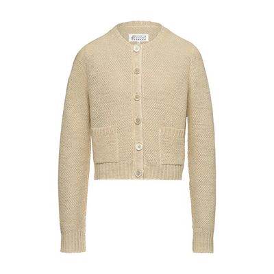 Hemp basket weave knit cardigan