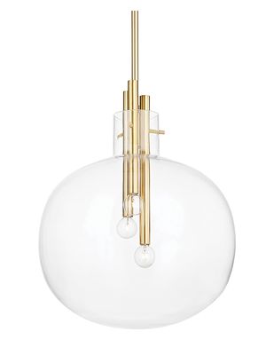 Hempstead Glass Globe Pendant Lamp - Aged Brass