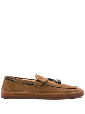 Henderson Baracco bead-embellished suede loafers - Brown