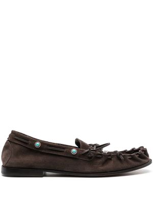 Henderson Baracco bow-detail suede loafers - Brown