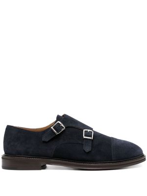 Henderson Baracco buckle-strap suede monk shoes - Blue