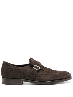Henderson Baracco fringe-detail suede monk shoes - Brown