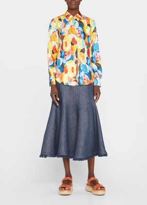 Henri Printed Button-Front Top