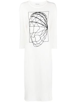 Henrik Vibskov abstract-embroidered T-shirt dress - Neutrals