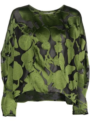 Henrik Vibskov graphic-print cropped blouse - Green