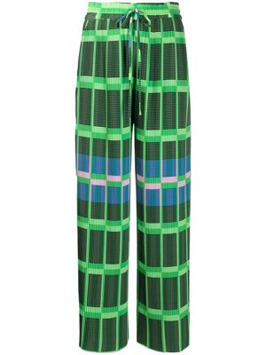 Henrik Vibskov Lago check-print plissé trousers - Green