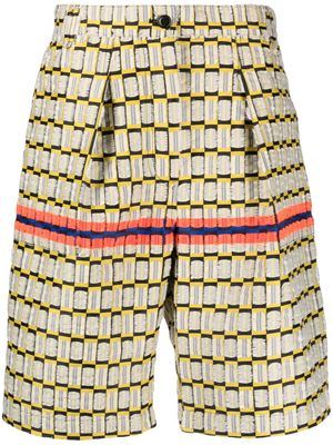 Henrik Vibskov monogram-pattern knee-length shorts - Yellow