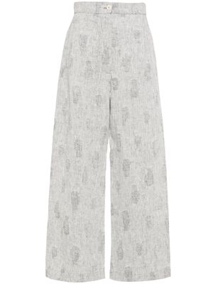 Henrik Vibskov Post patterned wide-leg trousers - Grey