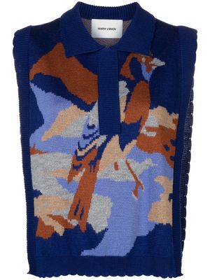 Henrik Vibskov Stamp intarsia sweater vest - Blue
