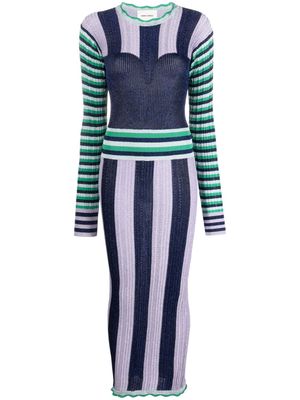 Henrik Vibskov striped ribbed-knit maxi dress - Blue