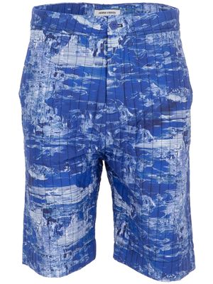 Henrik Vibskov Wheel abstract-print quilted shorts - Blue