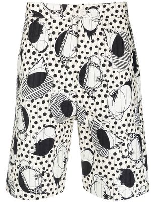Henrik Vibskov Wheel abstract-print quilted shorts - White