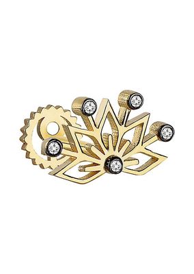Her Piercing Story 14K Yellow Gold & 0.03 TCW Diamond Water Lily Stud Earring