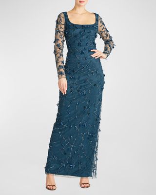 Hera Beaded Embroidered Column Gown