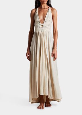 Hera Long Strappy-Back Empire Dress