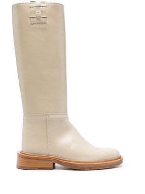 Hereu knee-high polished leather boots - Neutrals