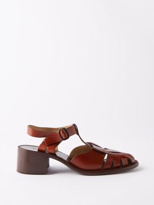 Hereu - Pesca 20 Cutout Leather Heeled Sandals - Womens - Brown