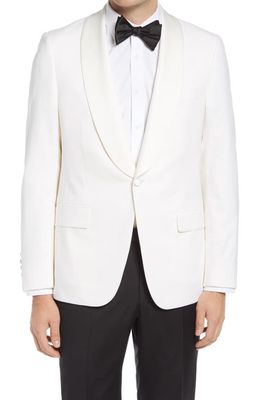 Heritage Gold Barathea Shawl Collar Wool Dinner Jacket in White