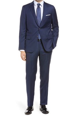 Heritage Gold Infinity Sharkskin Classic Fit Wool Suit in Navy