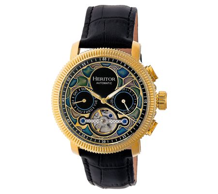 Heritor Automatic Men's Aura Stainless Gold and Black Watch