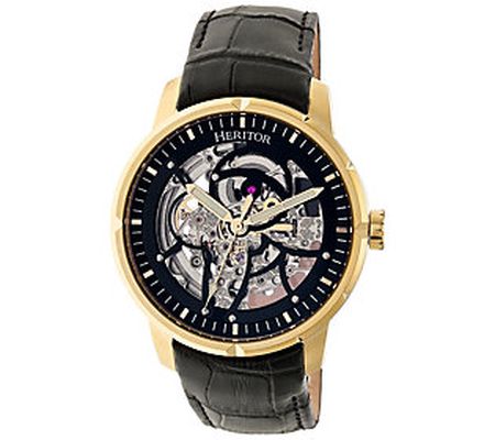 Heritor Automatic Men's Ryder Stainless Black a nd Gold Watch