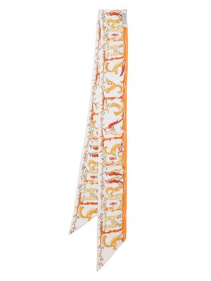 Hermès Pre-Owned 1990s graphic-print silk twilly scarf - Orange
