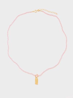 Hermina Athens - Delian Beaded & Gold-plated Necklace - Womens - Light Pink Multi