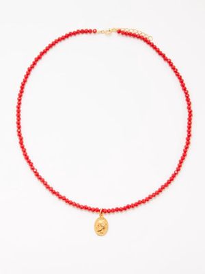 Hermina Athens - Hygieia Crystal & Gold-plated Necklace - Womens - Red Multi