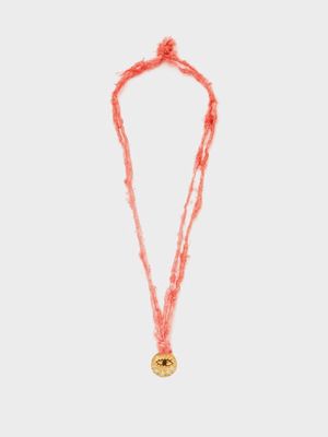 Hermina Athens - Kressida Zirconia, Silk & Gold-plated Necklace - Womens - Pink Multi