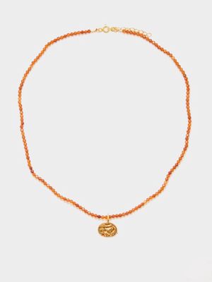 Hermina Athens - Sealstone Aventurine & Gold-plated Necklace - Womens - Brown Multi