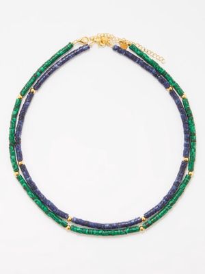Hermina Athens - Set Of Two Malachite & Lapis Lazuli Necklaces - Womens - Multi
