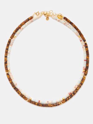 Hermina Athens - Set Of Two Tiger's Eye & Jasper Beaded Necklaces - Womens - Multi
