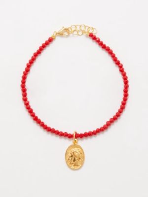 Hermina Athens - Ygieia Granada Gold-vermeil Beaded Bracelet - Womens - Red Multi